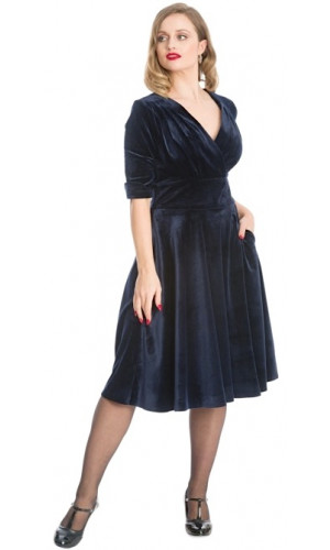 Dark Blue Velvet Dress