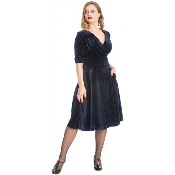 Dark Blue Velvet Dress