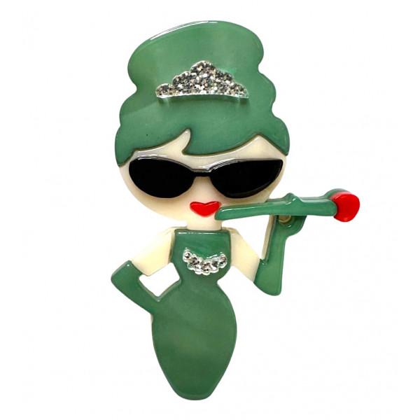 Green Audrey Brooch