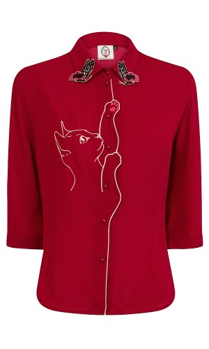 Red Kitty Blouse