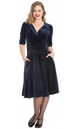Dark Blue Velvet Dress