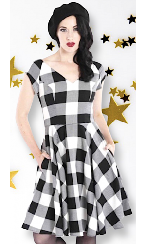 Black White Tartan Dress GR.46 SALE