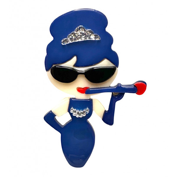 Blue Audrey Brooch